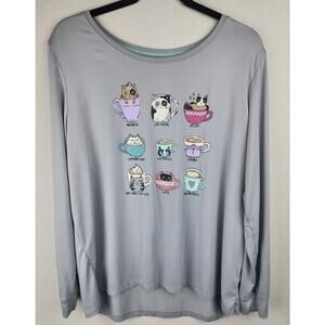 Secret treasures L kitty cat coffee cozy, comfy, soft, sleep, lounge, shirt